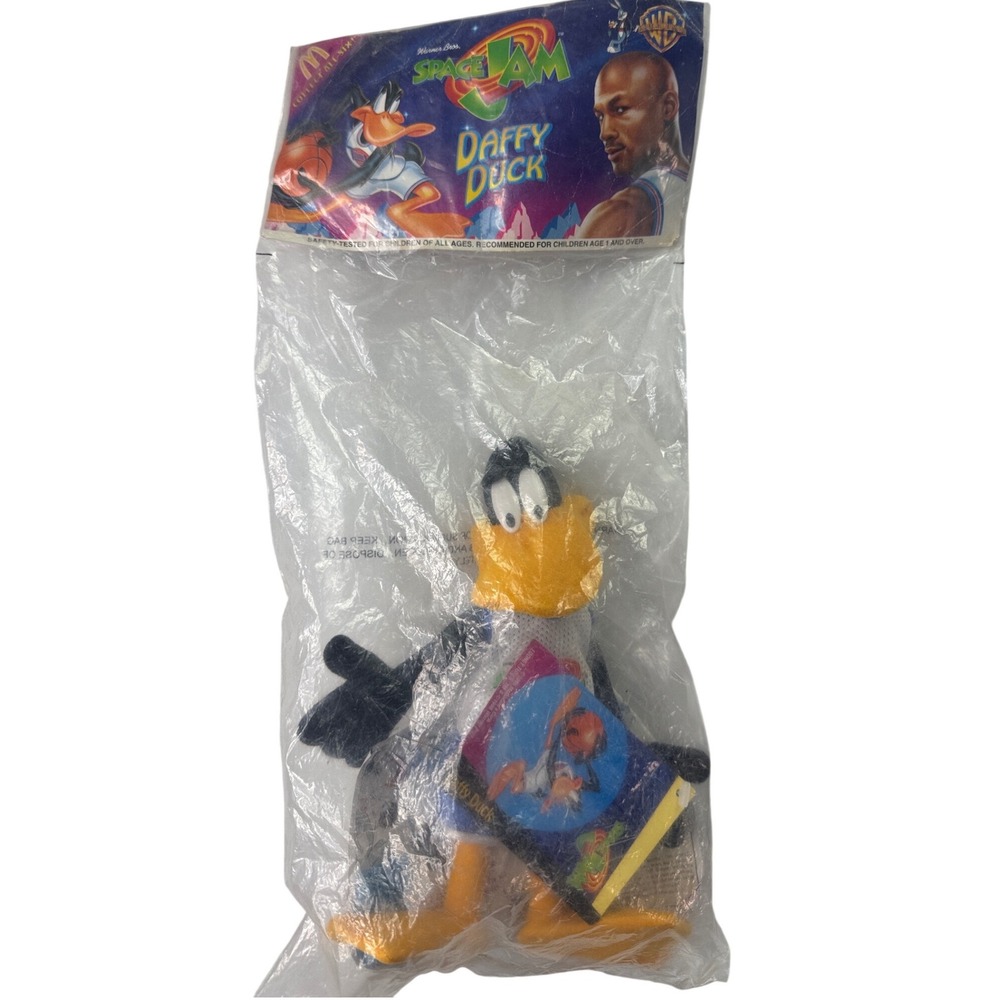 Vintage 1996 Space Jam Daffy Duck McDonalds Happy Meal Plush Toy New‎ Sealed